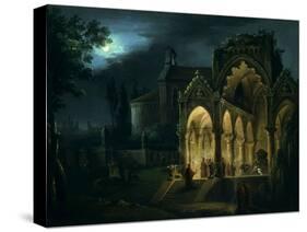 Death of Romeo and Juliet in Moonlit Landscape-Lorenzo Scarabellotto-Stretched Canvas