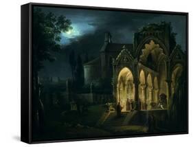 Death of Romeo and Juliet in Moonlit Landscape-Lorenzo Scarabellotto-Framed Stretched Canvas