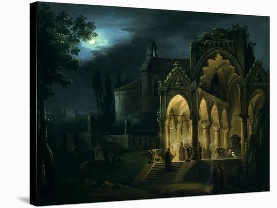 Death of Romeo and Juliet in Moonlit Landscape-Lorenzo Scarabellotto-Stretched Canvas