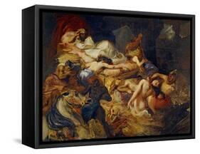 Death of Sardanapalus (Studi)-Eugene Delacroix-Framed Stretched Canvas