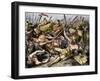 Death of Spartacus, a Slave Who Led a Gladiators' Revolt in Ancient Rome in 71 Bc-null-Framed Giclee Print