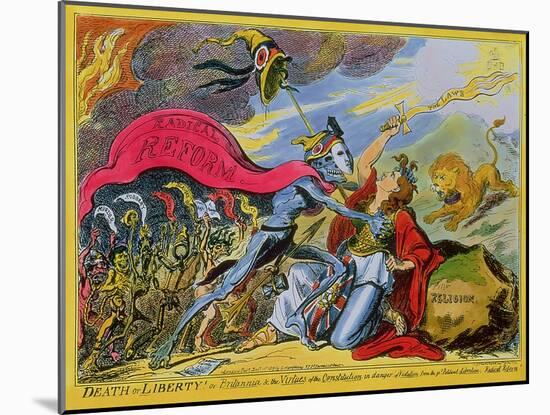 Death or Liberty! Or, Britannia and the Virtues of the Constitution in Danger of Violation-George Cruikshank-Mounted Giclee Print