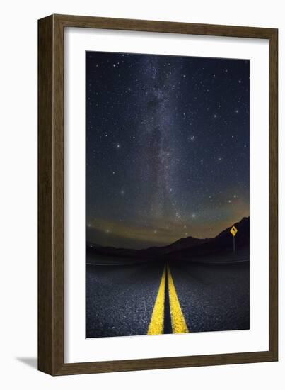 Death Valley Highway at Night-Jon Hicks-Framed Photographic Print