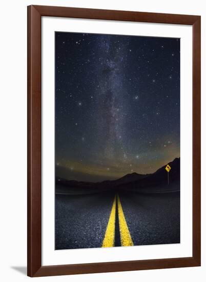 Death Valley Highway at Night-Jon Hicks-Framed Photographic Print