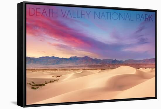 Death Valley National Park - Mesquite Dunes-Lantern Press-Framed Stretched Canvas