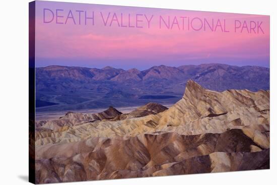 Death Valley National Park - Zabriskie Point and Sunset-Lantern Press-Stretched Canvas