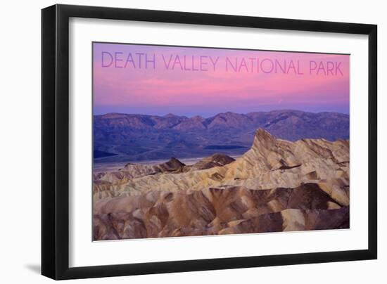 Death Valley National Park - Zabriskie Point and Sunset-Lantern Press-Framed Art Print