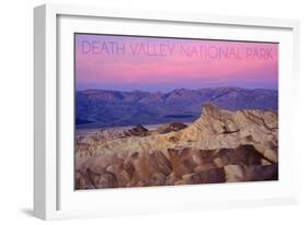 Death Valley National Park - Zabriskie Point and Sunset-Lantern Press-Framed Art Print