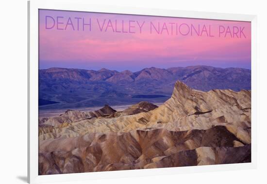 Death Valley National Park - Zabriskie Point and Sunset-Lantern Press-Framed Art Print