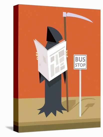 Death waiting at the bus stop-Harry Briggs-Stretched Canvas