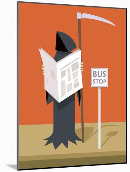 Death waiting at the bus stop-Harry Briggs-Mounted Giclee Print