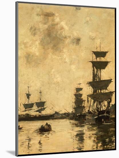 Deauville: Schooners at Anchor, 1887-Eugène Boudin-Mounted Giclee Print