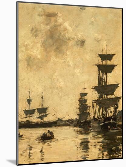 Deauville: Schooners at Anchor, 1887-Eugène Boudin-Mounted Giclee Print