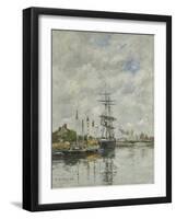 Deauville, the Boat Basin, 1887 (Oil on Panel)-Eugene Louis Boudin-Framed Giclee Print