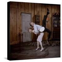 Debbie Reynolds Lifts Fellow Actor Tony Randall in a Scene from 'The Mating Game', 1959-Allan Grant-Stretched Canvas