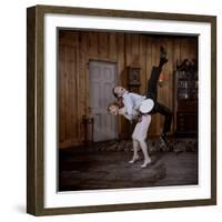 Debbie Reynolds Lifts Fellow Actor Tony Randall in a Scene from 'The Mating Game', 1959-Allan Grant-Framed Photographic Print