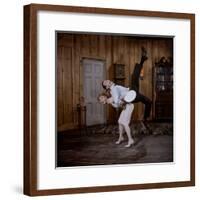 Debbie Reynolds Lifts Fellow Actor Tony Randall in a Scene from 'The Mating Game', 1959-Allan Grant-Framed Photographic Print