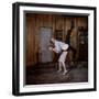 Debbie Reynolds Lifts Fellow Actor Tony Randall in a Scene from 'The Mating Game', 1959-Allan Grant-Framed Photographic Print