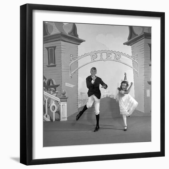 Debbie Reynolds with Co-Actor Carleton Carpenter on Set of the Film "Two Weeks with Love", 1950-Ed Clark-Framed Photographic Print