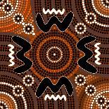 A Illustration Based On Aboriginal Style Of Dot Painting Depicting Circle Background-deboracilli-Framed Stretched Canvas