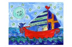 Moon Fish and Star Sailing-Deborah Cavenaugh-Art Print