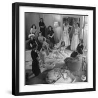 Debs of Omaha Aspire to be Queen: Last Years Queen and Her Court Look over Ballgowns-Herbert Gehr-Framed Photographic Print