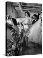 Debutante Actress Tina L. Meyer Changing Clothes Backstage in Dressing Room-Nina Leen-Stretched Canvas