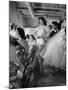 Debutante Actress Tina L. Meyer Changing Clothes Backstage in Dressing Room-Nina Leen-Mounted Premium Photographic Print