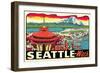 Decal of Seattle-null-Framed Art Print