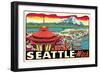 Decal of Seattle-null-Framed Art Print