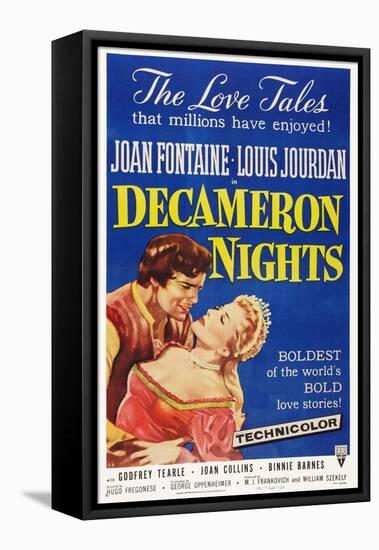 Decameron Nights, from Left: Louis Jourdan, Joan Fontaine, 1953-null-Framed Stretched Canvas