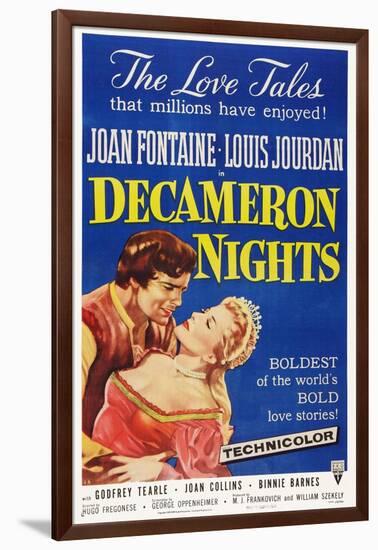 Decameron Nights, from Left: Louis Jourdan, Joan Fontaine, 1953-null-Framed Art Print