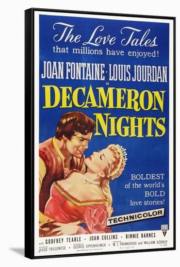 Decameron Nights, from Left: Louis Jourdan, Joan Fontaine, 1953-null-Framed Stretched Canvas