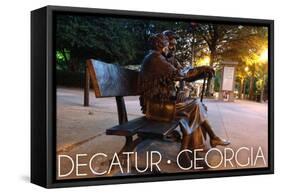 Decatur, Georgia - Bench Statue-Lantern Press-Framed Stretched Canvas