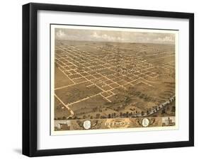 Decatur, Illinois - Panoramic Map-Lantern Press-Framed Art Print