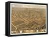 Decatur, Illinois - Panoramic Map-Lantern Press-Framed Stretched Canvas