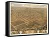 Decatur, Illinois - Panoramic Map-Lantern Press-Framed Stretched Canvas