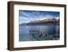 Decayed jetty, old wooden posts in Lake Wakatipu at Glenorchy, New Zealand-Ed Rhodes-Framed Photographic Print