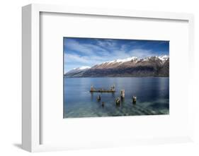 Decayed jetty, old wooden posts in Lake Wakatipu at Glenorchy, New Zealand-Ed Rhodes-Framed Photographic Print
