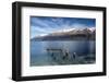 Decayed jetty, old wooden posts in Lake Wakatipu at Glenorchy, New Zealand-Ed Rhodes-Framed Photographic Print