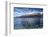 Decayed jetty, old wooden posts in Lake Wakatipu at Glenorchy, New Zealand-Ed Rhodes-Framed Photographic Print