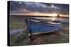 Decaying Fishing Boat on Holy Island at Dawn, with Lindisfarne Castle Beyond, Northumberland-Adam Burton-Stretched Canvas