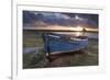 Decaying Fishing Boat on Holy Island at Dawn, with Lindisfarne Castle Beyond, Northumberland-Adam Burton-Framed Photographic Print