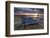 Decaying Fishing Boat on Holy Island at Dawn, with Lindisfarne Castle Beyond, Northumberland-Adam Burton-Framed Photographic Print