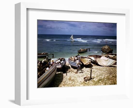 December 1946: a Fishing Fleet at Bathsheba, Barbados-Eliot Elisofon-Framed Photographic Print