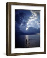 December 1946: Children Wading in the Water During a Late Afternoon Storm at Montego Bay, Jamaica-Eliot Elisofon-Framed Photographic Print