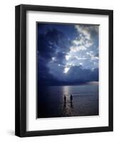 December 1946: Children Wading in the Water During a Late Afternoon Storm at Montego Bay, Jamaica-Eliot Elisofon-Framed Photographic Print