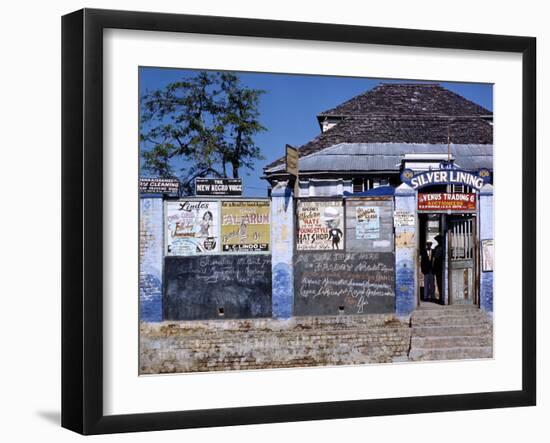 December 1946: Entrance to the Silver Lining Cafe in Jamaica-Eliot Elisofon-Framed Photographic Print