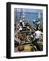 December 1946: Fishermen at in Port Au Prince Harbor in Haiti-Eliot Elisofon-Framed Photographic Print