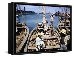 December 1946: Fishermen at in Port Au Prince Harbor in Haiti-Eliot Elisofon-Framed Stretched Canvas